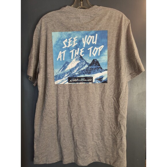 Eddie Bauer See You At The Top Mountain Graphic Tshirt Large Heather Grey - Picture 1 of 7